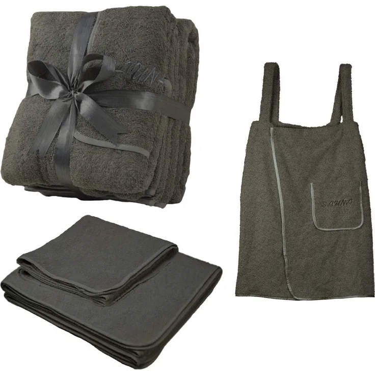 EXKLUSIV HEIMTEXTIL Saunatuch Sauna Set 3-Teilig Frottee Saunakilt Saunatuch Saunahandtuch, Frottee (Set, 3-St), Set