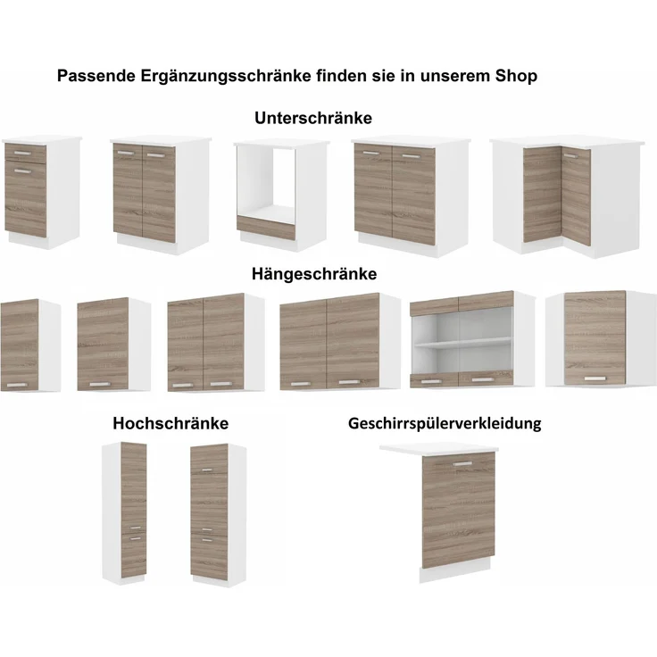 'Dave Mini 180 cm' Küchenzeile, Eiche Sonoma Trüffel, 85 x 60 x 180 cm – Bild 7