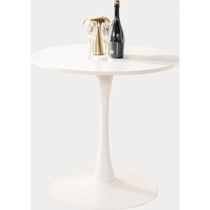MEUBLE COSY Esstisch Rund Küchentisch Esszimmertisch für 2-4 Personen Tisch Stahlgestell, 80 x 80 x 73 cm, Weiß