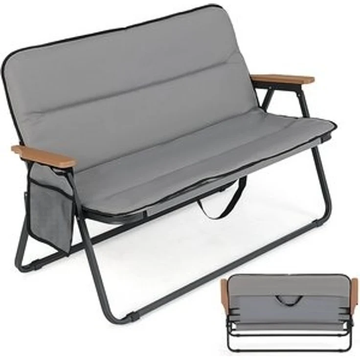 COSTWAY Campingstuhl (1 St), Klappstuhl für 2 Personen, mit Kissen, 111 x 57 x 71 cm – Bild 4