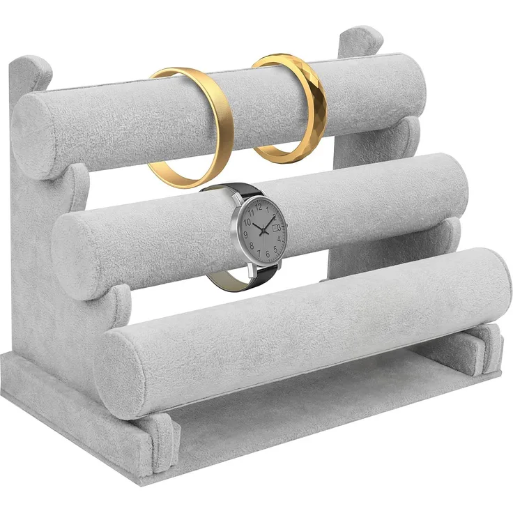 Kurtzy Schmuckständer Grauer Armbandhalter für Schmuckaufbewahrung - Samt Organizer (1 St)
