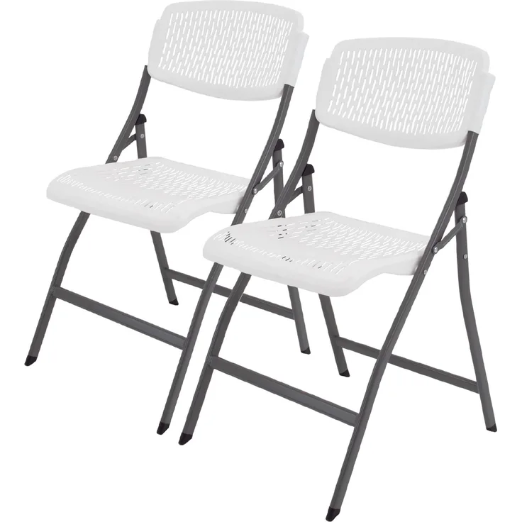 2x Klappstuhl 150 kg ergonomische Sitzform Gartenstuhl wetterfest Campingstuhl Balkonstuhl in weiß