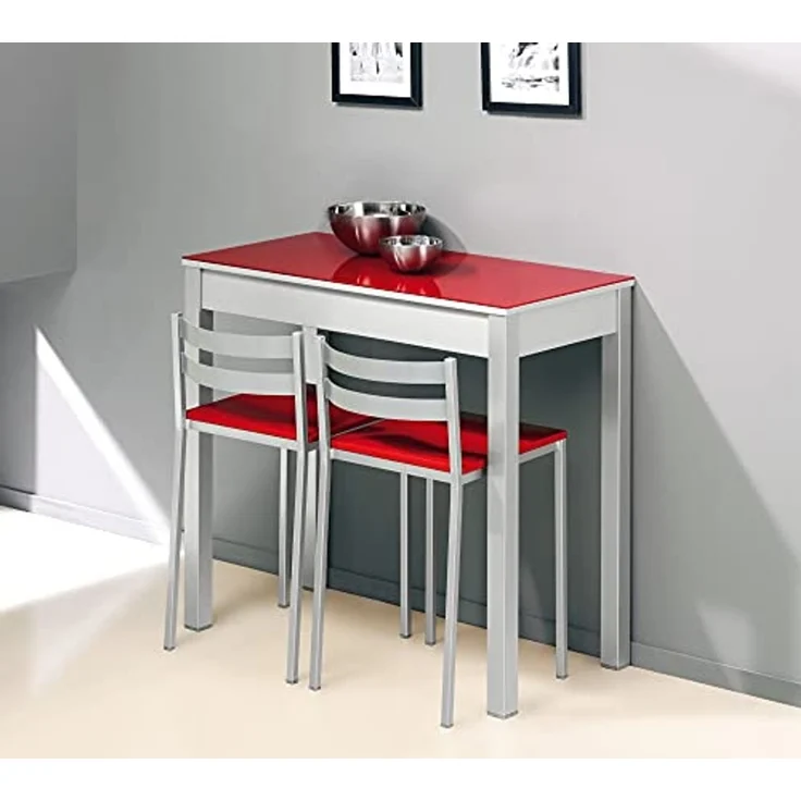 ASTIMESA Zwei Küchenhocker mit Rückenlehne unter horizontalen Streifen aus Kunstleder Grau, Sitzhöhe 45 cm. – Bild 2