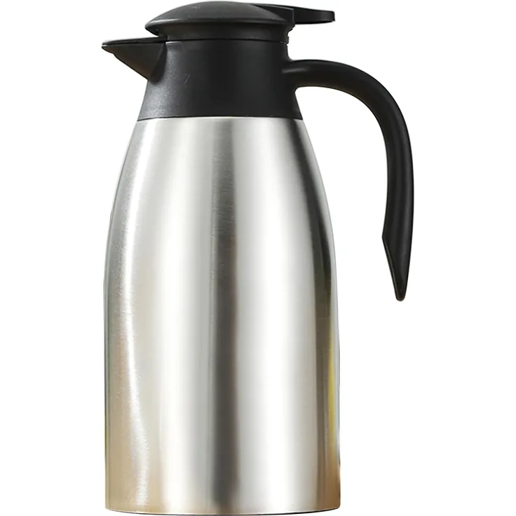 2L Edelstahl Thermoskanne Isolierkanne Thermosflasche Kaffeekanne Doppelwandig Silber