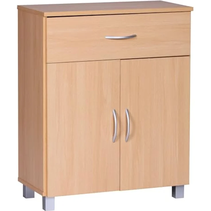 Schuhschrank 60x75x30cm Buche Optik mit Schublade & 2 Türen Spanplatte melaminbeschichtet – Bild 1