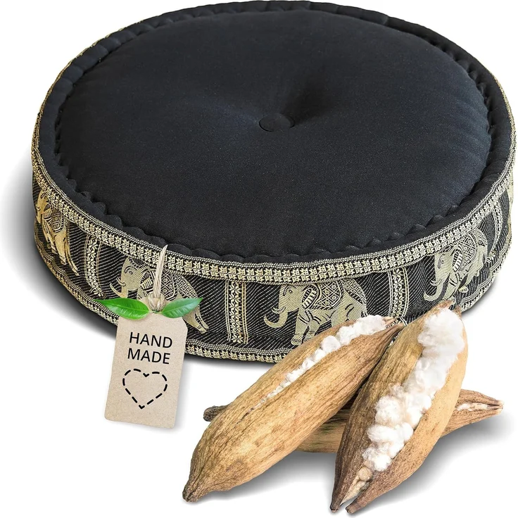livasia Meditationskissen Zafukissen groß (Deluxe) vegan und handgefertigt, 44x15cm, Kapok – Bild 1