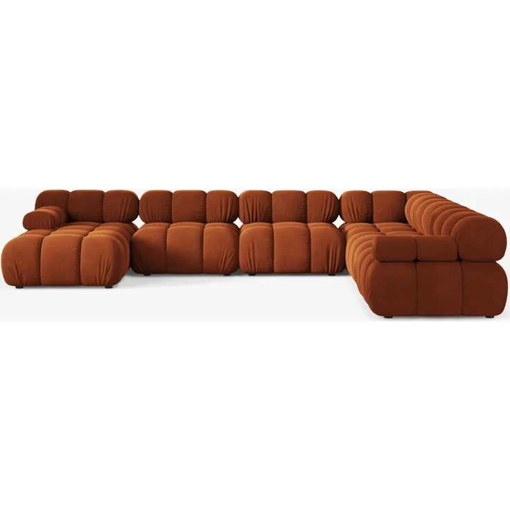 Micadoni Modulares Panorama Ecksofa Bellis 8-Sitzer Samt Bluvel Terrakotta Rechts – Bild 4