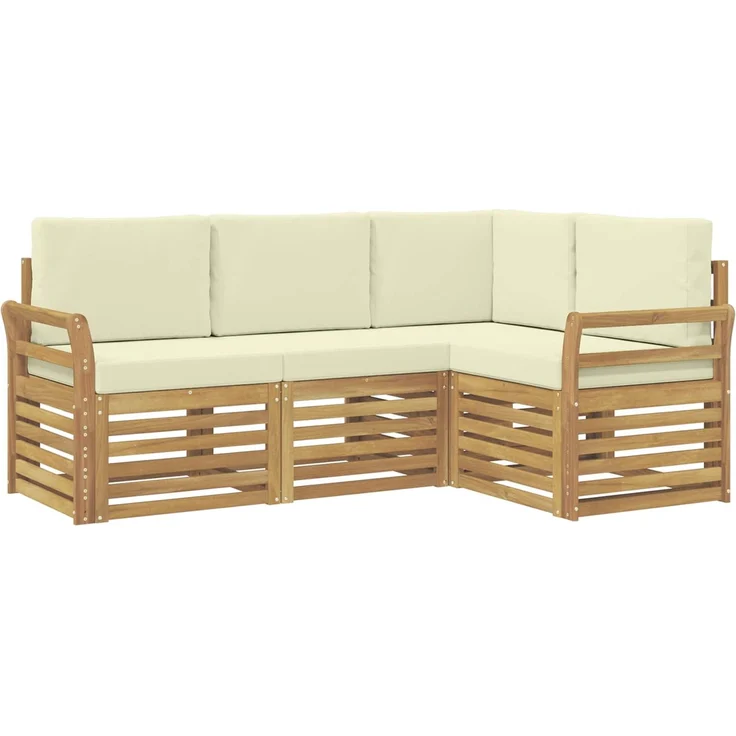 vidaXL Outdoor-Sofagarnitur 4 Stk. Weiß und Creme Polyester 3391755 – Bild 2