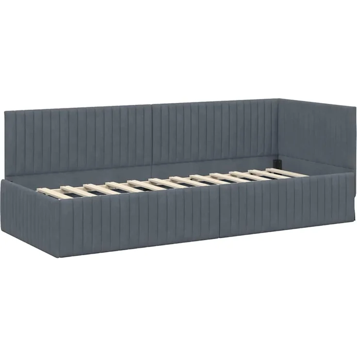 vidaXL Eckbettgestell mit Matratze mit Kopfteil 2 pcs Grau Samt 3393799 – Bild 6