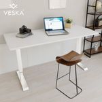 Höhenverstellbarer Schreibtisch (140x70 cm) - Sitz- & Stehpult - Bürotisch Elektrisch Höhenverstellbar mit Touchscreen & Stahlfüßen (Weiß/Weiß)