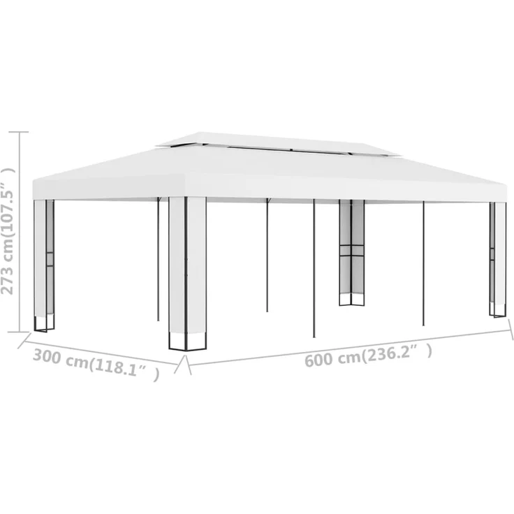 Gartenpavillon, Pavillon mit Doppeldach 3 x 6 m Weiß – Bild 6
