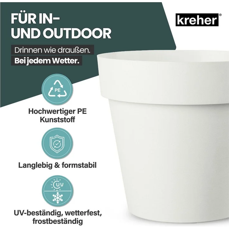 Kreher Pflanzkübel Rollbarer XXL Pflanzkübel "LIKE" Ø 58 cm in verschiedenen Farben (1 St) – Bild 3