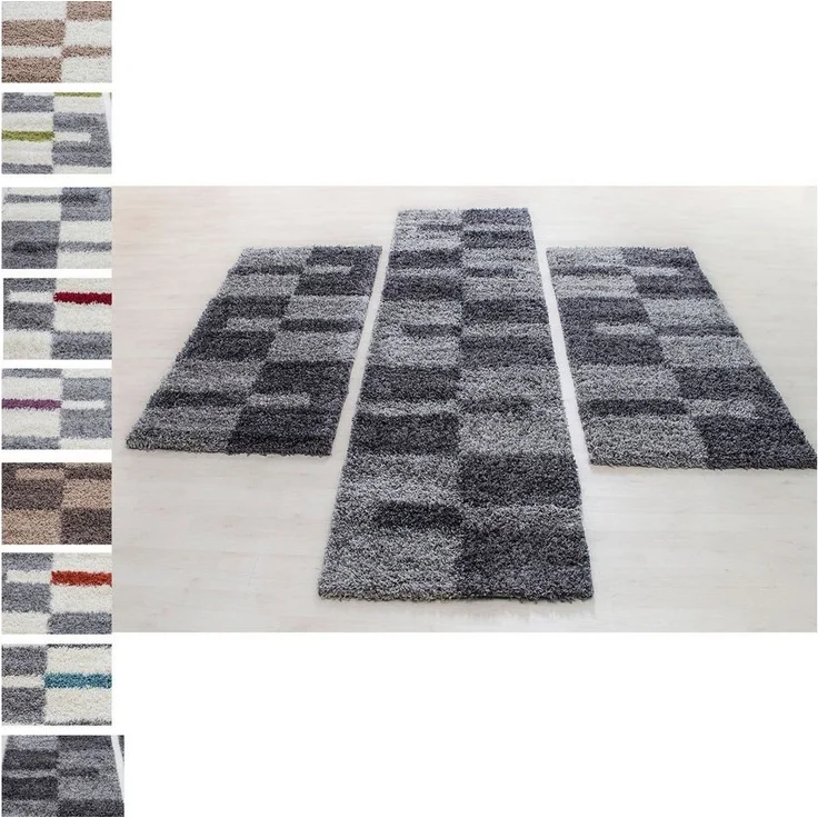 Carpettex Hochflor-Bettumrandung Unicolor - Einfarbig, Höhe 30 mm, (Bett-Set, 3-tlg, Bettvorlage), Schlafzimmer Teppich Bettumrandung Läufer Set 3 teilig – Bild 3