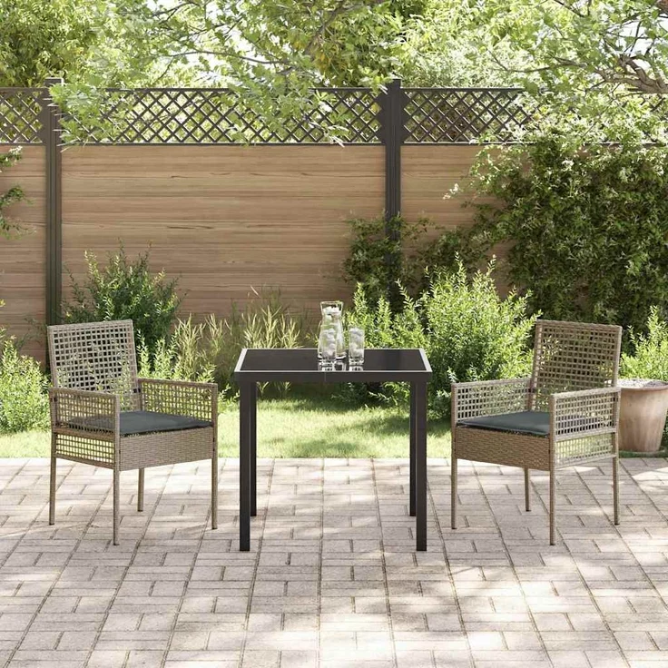 vidaXL Gartenstuhl mit Kissen 2 pcs Grau 55 x 53 x 85 cm Poly-Rattan 42003447 – Bild 2