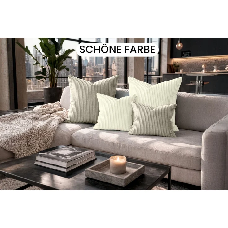 Amilian Dekokissen Sofakissen 4er Set mit Füllung - 2x 45x45 + 2x 35x45 cm, Hotelverschluss, waschbar, formstabil – Bild 4