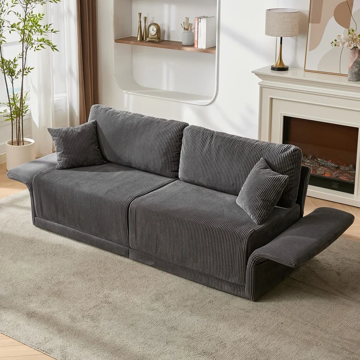 ZUBALIYA Schlafsofa 69.00x23.00 cm, mit Cordbezug, für Wohnzimmer und Apartments, mit stabilem Untergestell, Beige – Bild 5