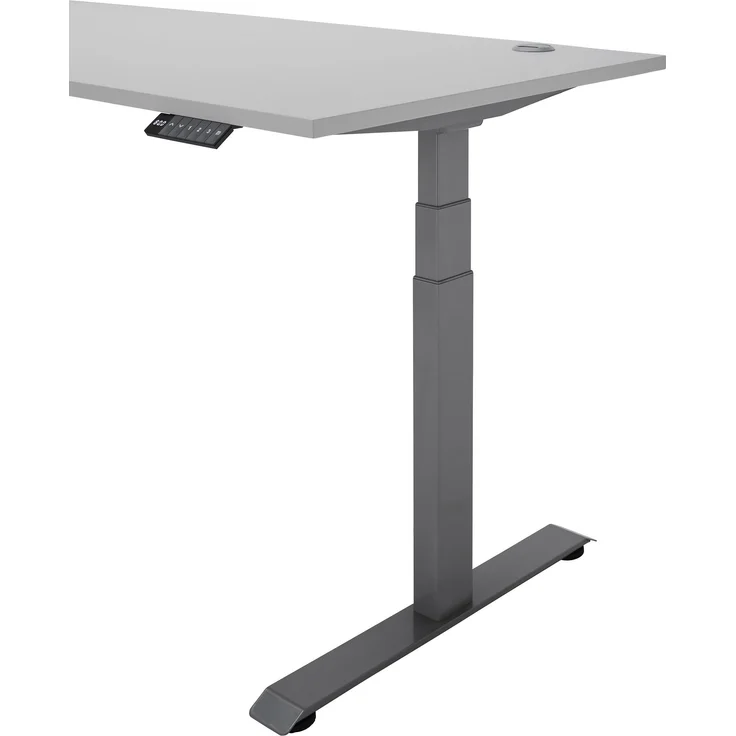 Eckschreibtisch >Ben< höhenverstellbar, weiss / silber - 180x74/117x177cm (BxHxT) – Bild 8