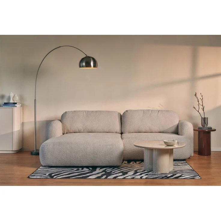 Selsey Tvoya Ecksofa mit Schlaffunktion, Ottomane links, Bouclé Beigegrau – Bild 2