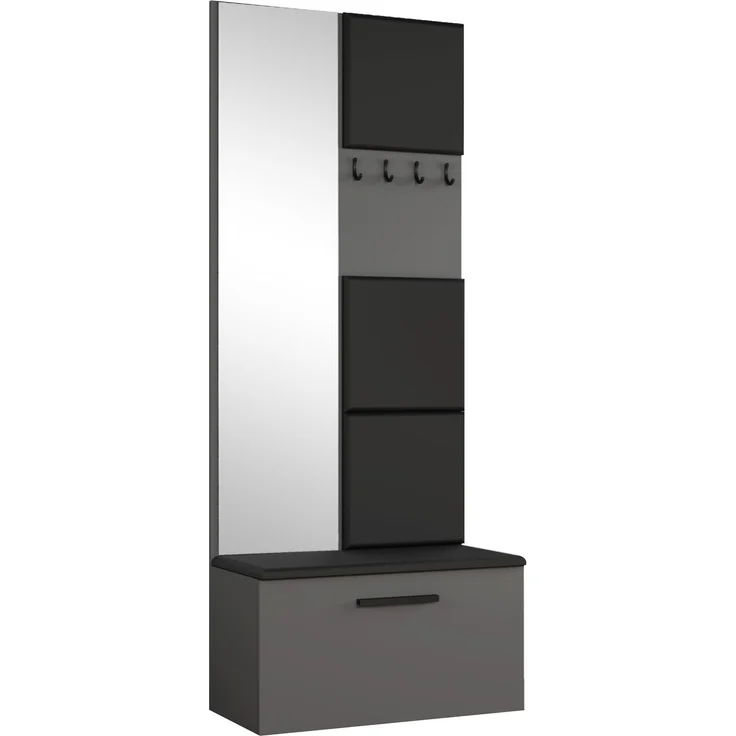 AX LIVING Kleiderschrank mit Spiegel Rosanno III - 80,6 cm Grau JS100 – Bild 1