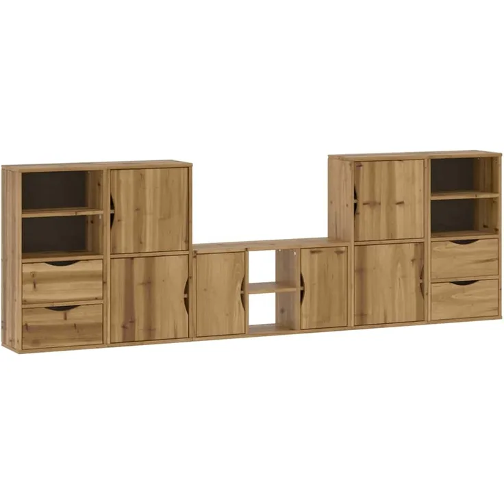 vidaXL 5-tlg. Wohnwand mit Stauraum ODDA Massivholz Kiefer 3365374