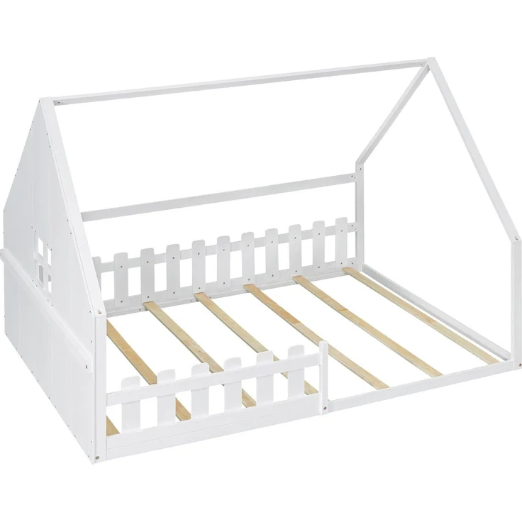 Hausbett mit Lattenrost und Rausfallschutz, 140x200 cm, Kinderbett, Kiefer – Bild 8