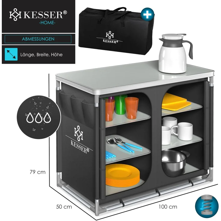 KESSER® Campingschrank, Campingküche mit Aluminiumgestell, inkl. Tragetasche , Kocherschrank für Camping , Campingmöbel , Outdoor Typ F6 (Anthrazit) – Bild 7