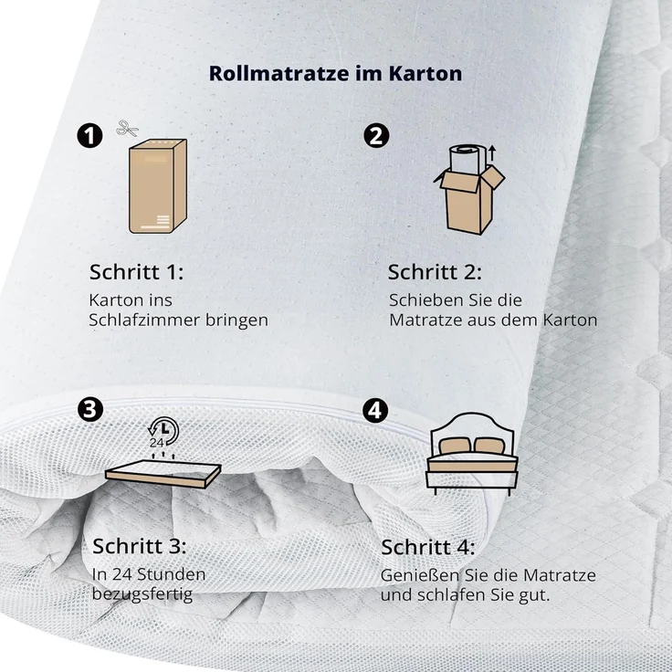 EGO HOME Matratzentopper 140x200 cm, 7 Zonen Matratze Topper mit Schaumstoff, Öko-TEX Zertifiziert, 140x200 cm Matratzenauflage für Boxspringbett Bett Schlafsofa – Bild 7