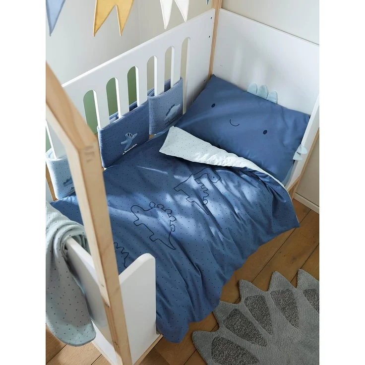 VERTBAUDET Kissenbezug für Babys, klein, Dinosaurier, Blau, 40x60 cm – Bild 2