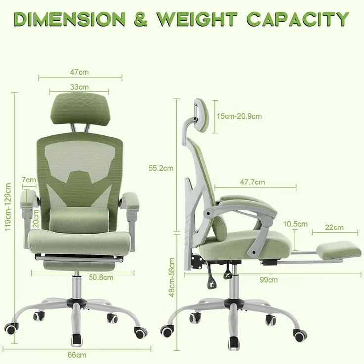 DUMOS Bürostuhl Ergonomisch Schreibtischstuhl Komfortarmlehnen Fußstütze Office Chair, Höhenverstellbarer Sitz mit Fußstütze – Bild 3