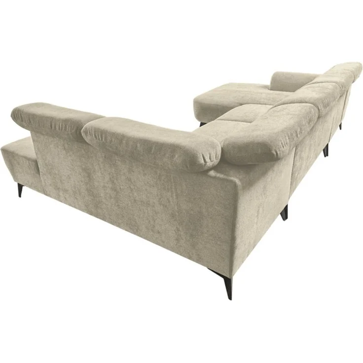 Wohnlandschaft Sofa U-Form ALETTE in Stoff Doha Hellbraun Lange Schenkel Rechts – Bild 3