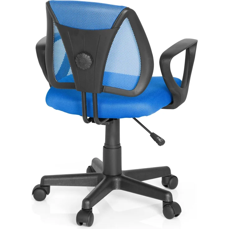 hjh OFFICE 725100 Kinder- und Jugenddrehstuhl KIDDY CD Netzstoff Blau höhenverstellbarer Schreibtischstuhl mit Armlehnen – Bild 6