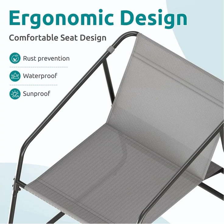 TLGREEN Gartenlounge-Set Gartenmöbel Set 4 Teilig, (Klapptisch und Stühle Set für 4 Personen, Textilene Balkonmöbel mit 2er Sofa, 2 Stühlen & Glastisch), Wetterfeste Outdoor Sitzgruppe für Terrasse Garten – Bild 4