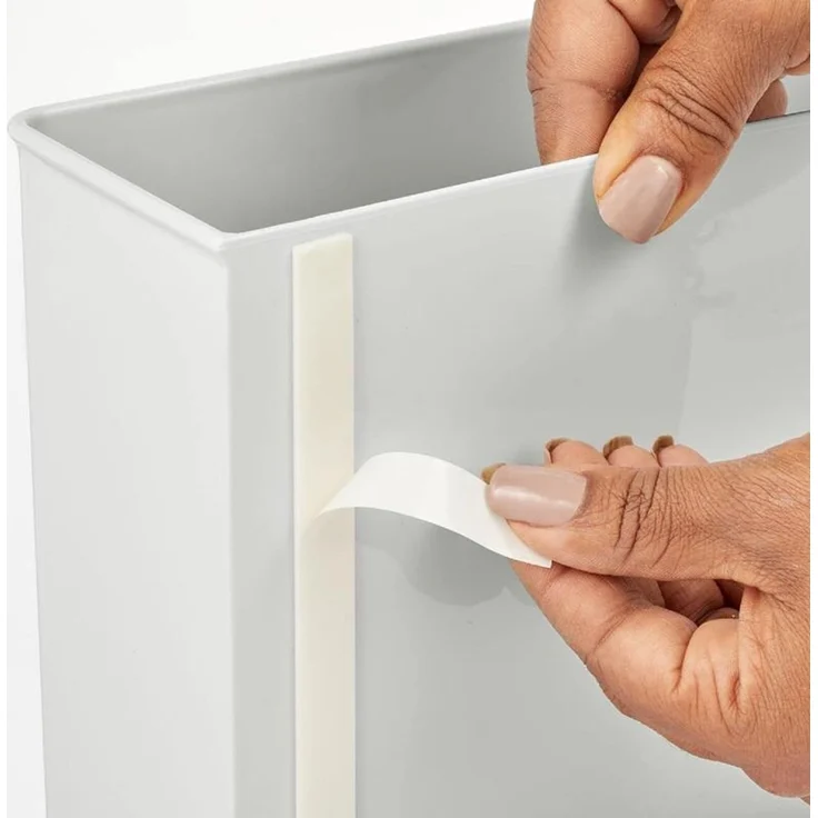 mDesign Hängekorb Küchenregal Organizer Aufbewahrung 2er-Set selbstklebend Grau – Bild 4