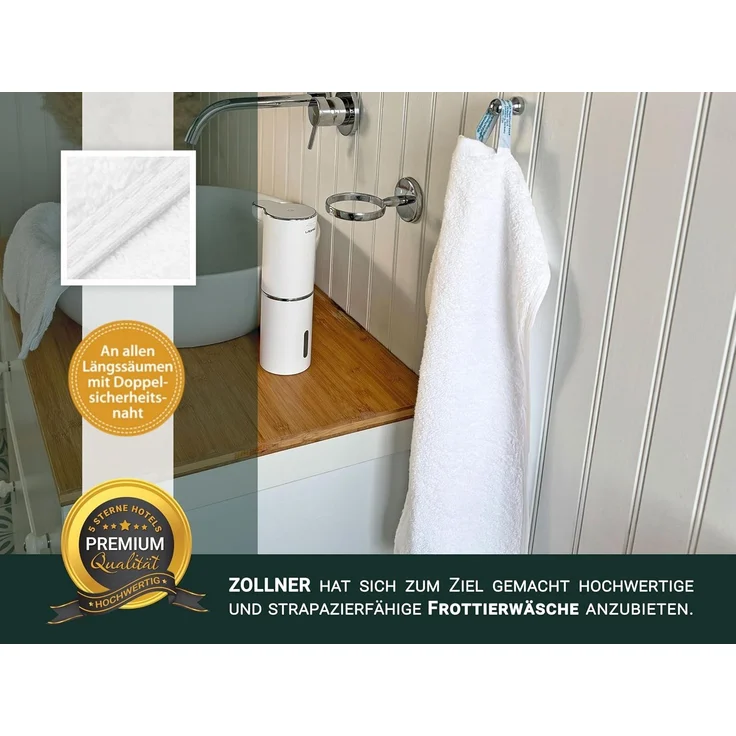 ZOLLNER 10er Set Gästehandücher, 100% Baumwolle, 30x50cm, weiß, extra flauschig – Bild 5