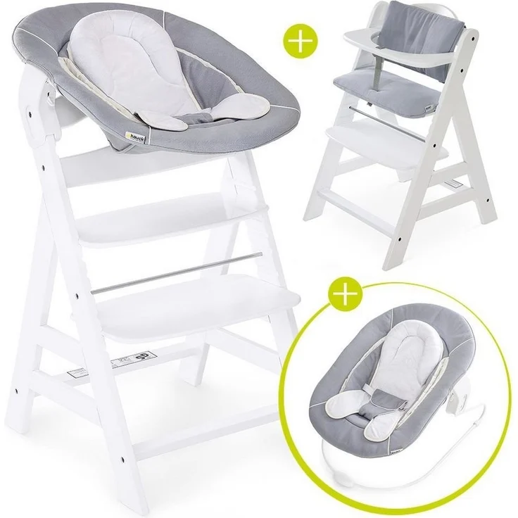 Hauck Hochstuhl Hauck Alpha Plus White Newborn Set (Set, 4 St), Holz Babystuhl ab Geburt inkl. Aufsatz für Neugeborene & Sitzauflage – Bild 5