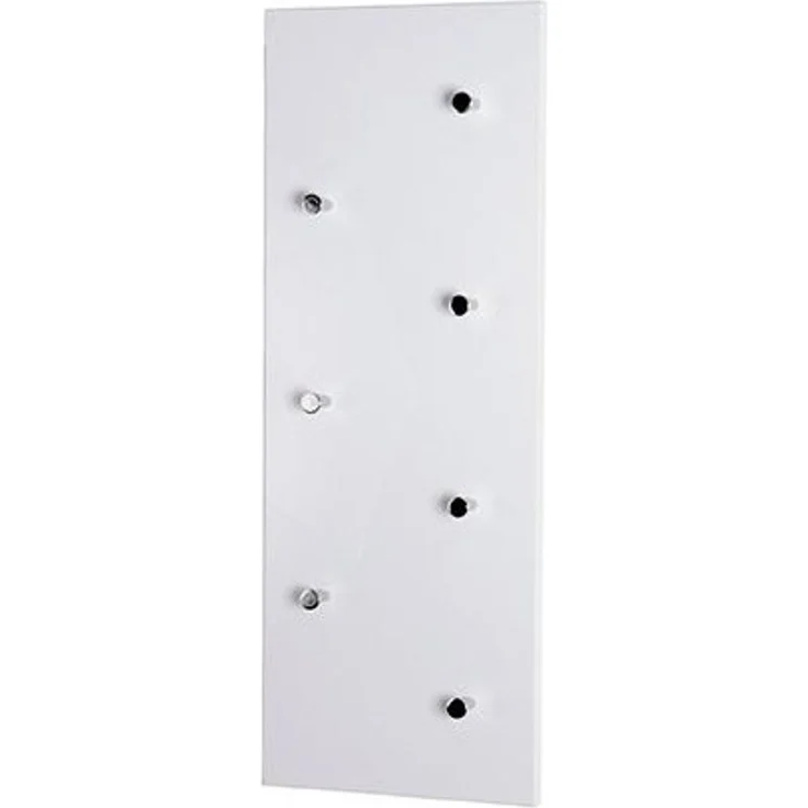 Haku Wandgarderobe mit 7 Haken, MDF weiß Hochglanz mit Garderobenknöpfen in Chrom-Optik, Hoch- und Querformat, 80x6x30 cm – Bild 1