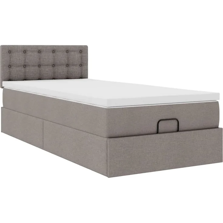 vidaXL Ottoman-Bett mit Matratze Taupe 100x200 cm Stoff 3311605 – Bild 4