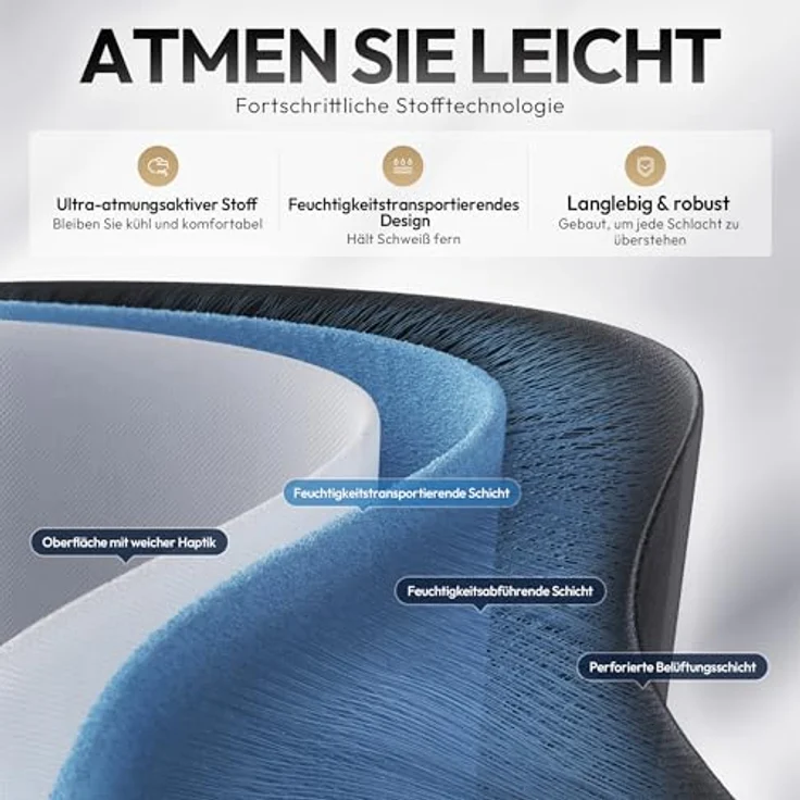 Dowinx Gaming Stuhl Tasche Frühling Kissen, Atmungsaktiver Bürostuhl aus Hochwertigem Stoff, Ergonomischer PC-Stuhl mit Kopfstütze, Drehbarer Schreibtischstuhl mit Fußstütze (Schwarz und Weiß) – Bild 7
