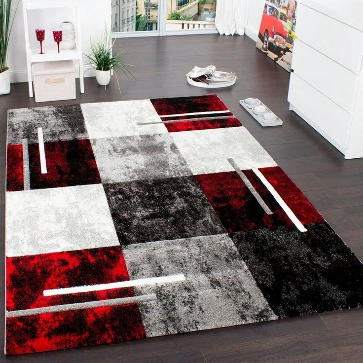 Paco Home Teppich Diamond 663, rechteckig, Höhe: 18 mm, Kurzflor, Karo Muster, 3D-Design, ideal im Wohnzimmer & Schlafzimmer – Bild 1
