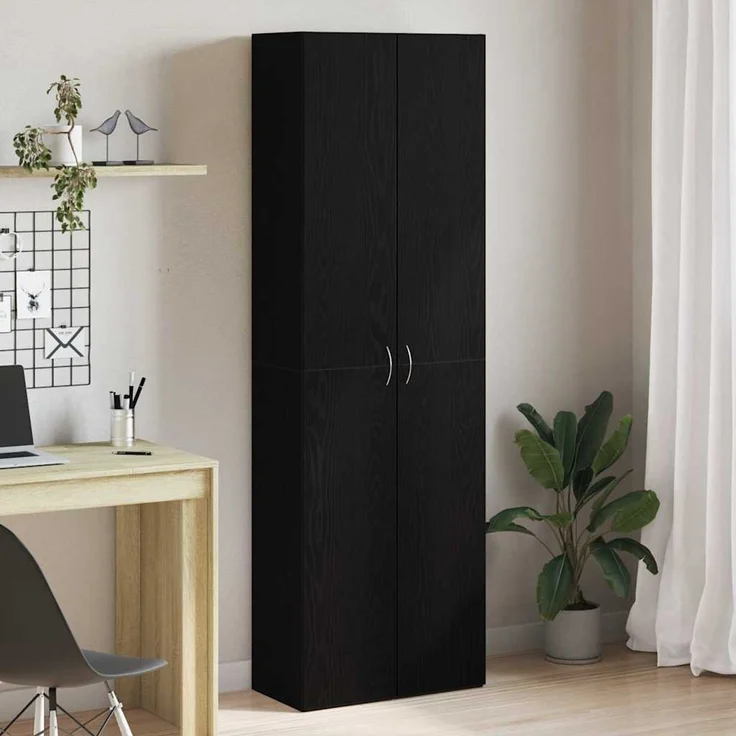 vidaXL Büroschrank Schwarz Eichen-Optik 60 x 32 x 190 cm Holzwerkstoff 3329298 – Bild 1
