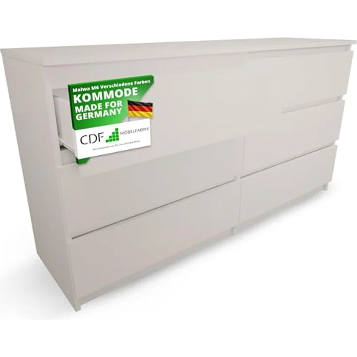 CDF Kommode Malwa M6 140 | Farbe: Kaschmir (beige) | Schrank für Dokumente, Kleinigkeiten | Ideal für Wohnzimmer, Schlafzimmer, Kinderzimmer, Jugendzimmer und Büro | 6 geräumige Schubladen – Bild 2