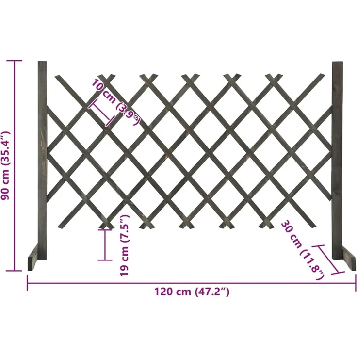 vidaXL Garten-Rankzaun Grau 120x90 cm Massivholz Tanne 314825 – Bild 7
