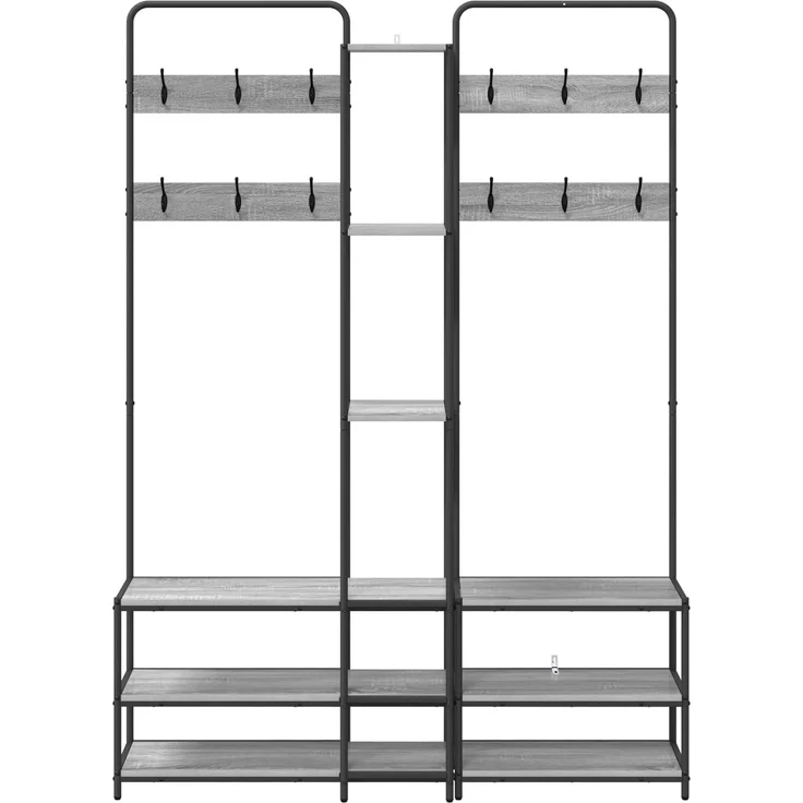 vidaXL Garderobenständer mit Schuhbank Sonoma-Grau 143 x 30 x 199,5 cm 8012047 – Bild 4