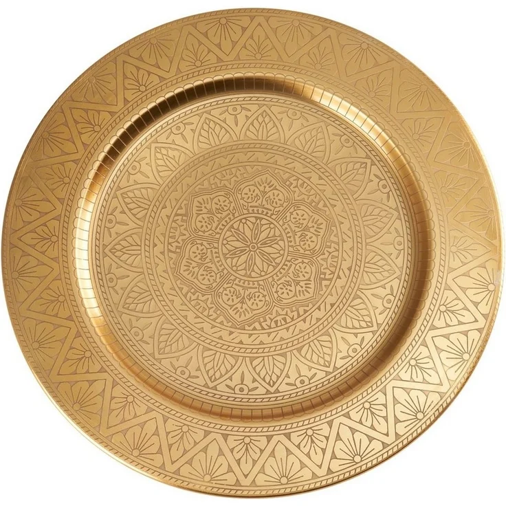 Marrakesch Orient & Mediterran Interior Tablett Orientalisches rundes Tablett aus Metall Manar 35cm, Handarbeit – Bild 2