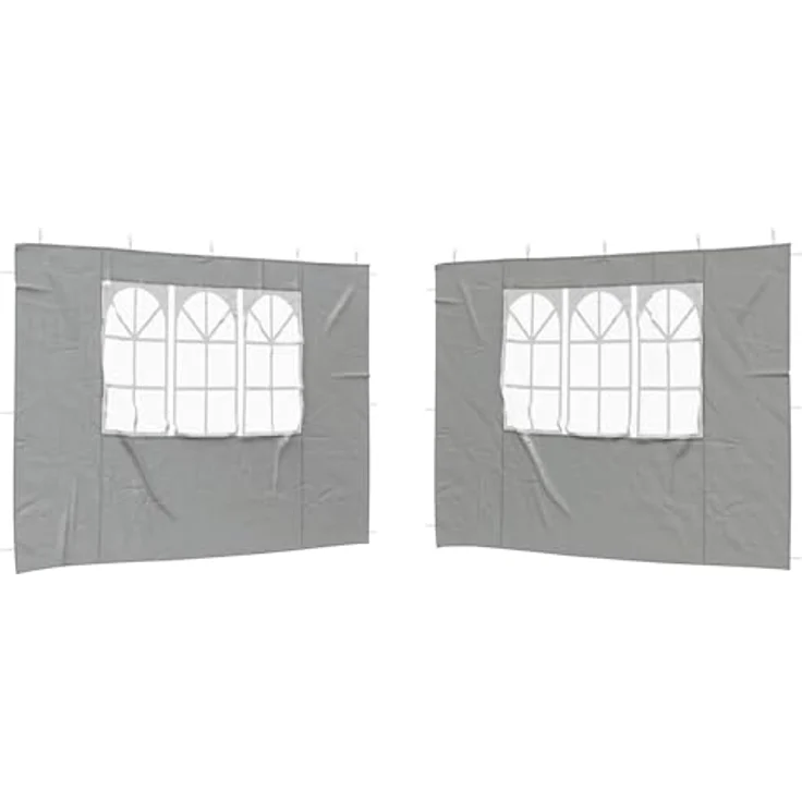 vidaXL Pavillon 300 x 195 cm, Party Zelt Seitenteil 2er Set in Hellgrau aus PE – Bild 1
