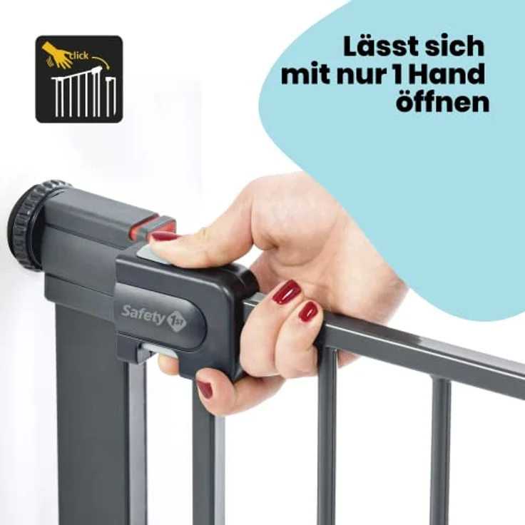 Safety 1st 'Quick Close ST' Treppenschutzgitter, für Türbreiten 73 - 80 cm, Klemmbefestigung, Schwarz – Bild 5