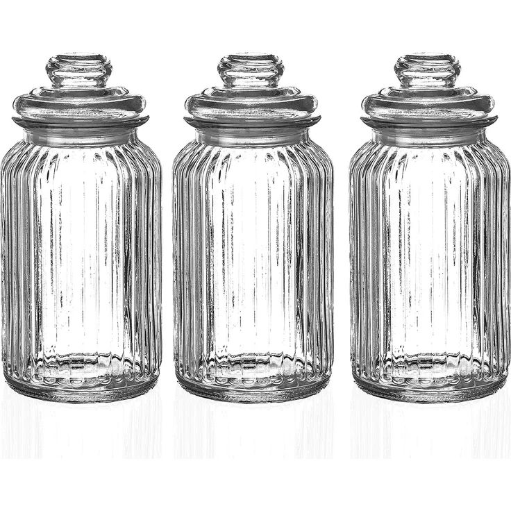 BigDean Vorratsglas 3x Bonbonglas 1,3 Liter Nostalgie Glas Behälter Vorratsdose 22x11cm – Bild 5