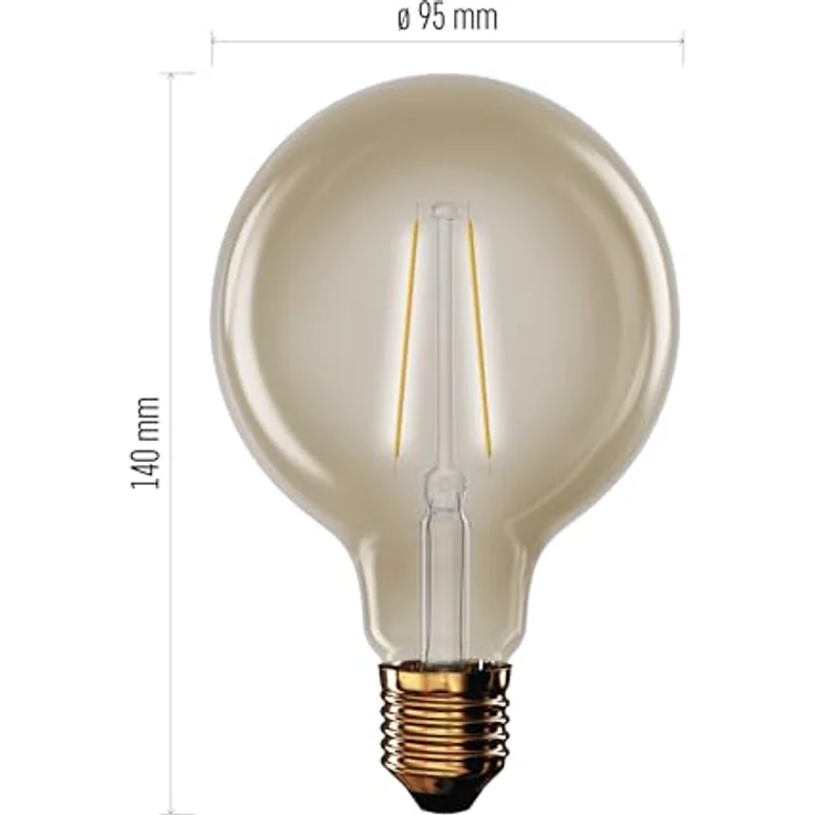 EMOS LED Lampe Vintage Edison Typ G95, 4,5W E27, amber, 420 lm, warmweiß 2200 K, 25.000 Stunden Lebensdauer, CRI min. 80, 320° Abstrahlwinkel – Bild 3