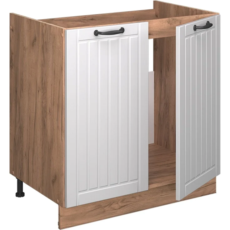 Spülenunterschrank Fame-Line Weiß Landhaus 80 cm , AP Eiche Vicco – Bild 5