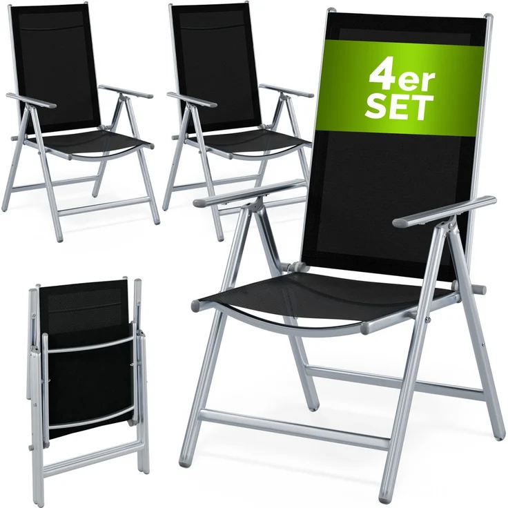 CASARIA® Aluminium Gartenstuhl Bern Klappbar Silber 4er Set – Bild 1